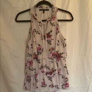 White House Black Market Floral Ruffle Blouse